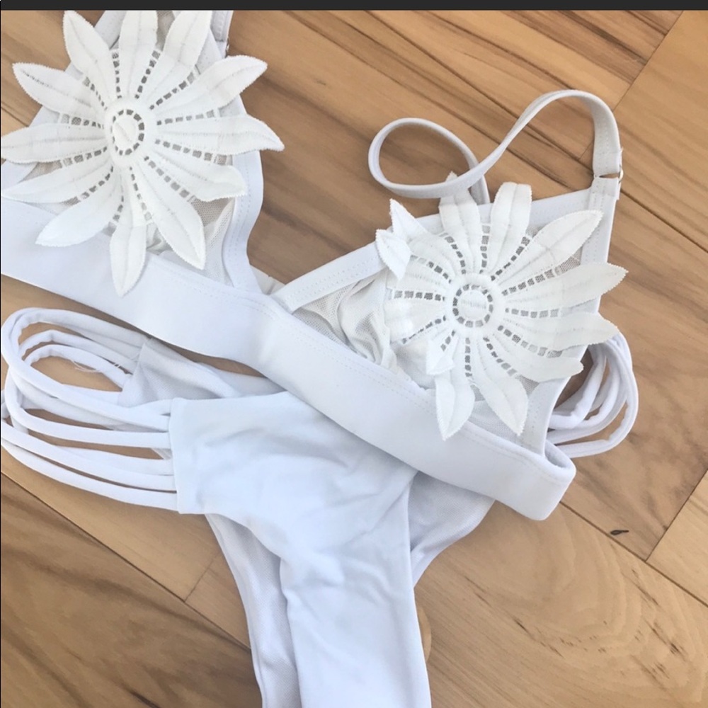 White flower petal bikini top